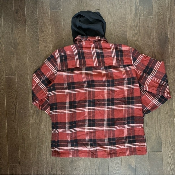 Men's Checkered Red & Black Shirt Hoodie Combo, Size L, Casual Long Sleeve Top - Picture 4 of 4